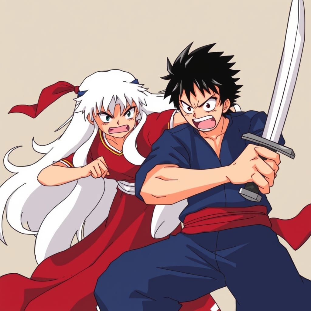 Inuyasha Battles Luffy in a Fiery Anime Duel