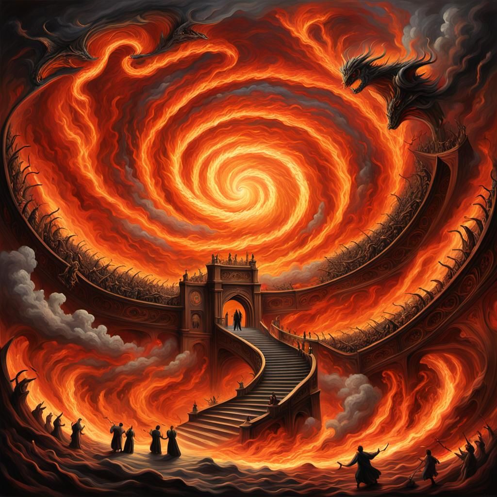 Surreal Heaven and Hell Vortex in Fauvist Style