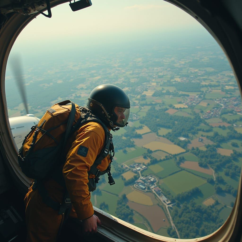 Skydiver's Panorama in Detailed Matte Painting Style