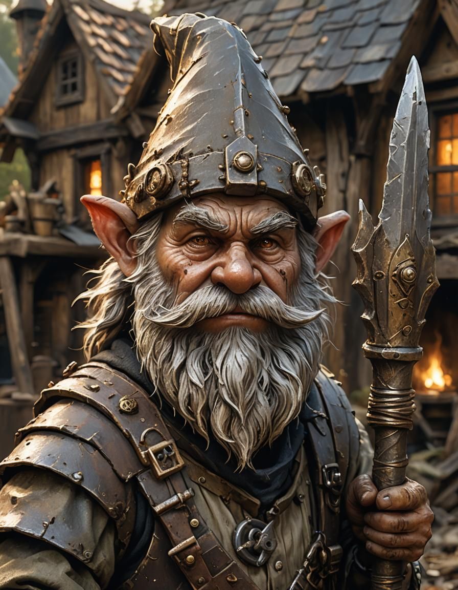 Grizzled Gnome Portrait in Post-Apocalyptic Steampunk Style