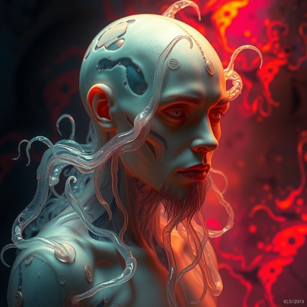 Transcendent Ectoplasma Tendrils in Hyperrealistic Biomechan...