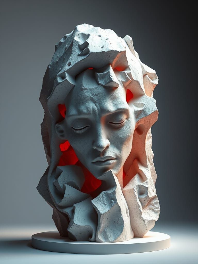 Abstract Sculpture of Emotional Burden in Ultra-High-Definit...