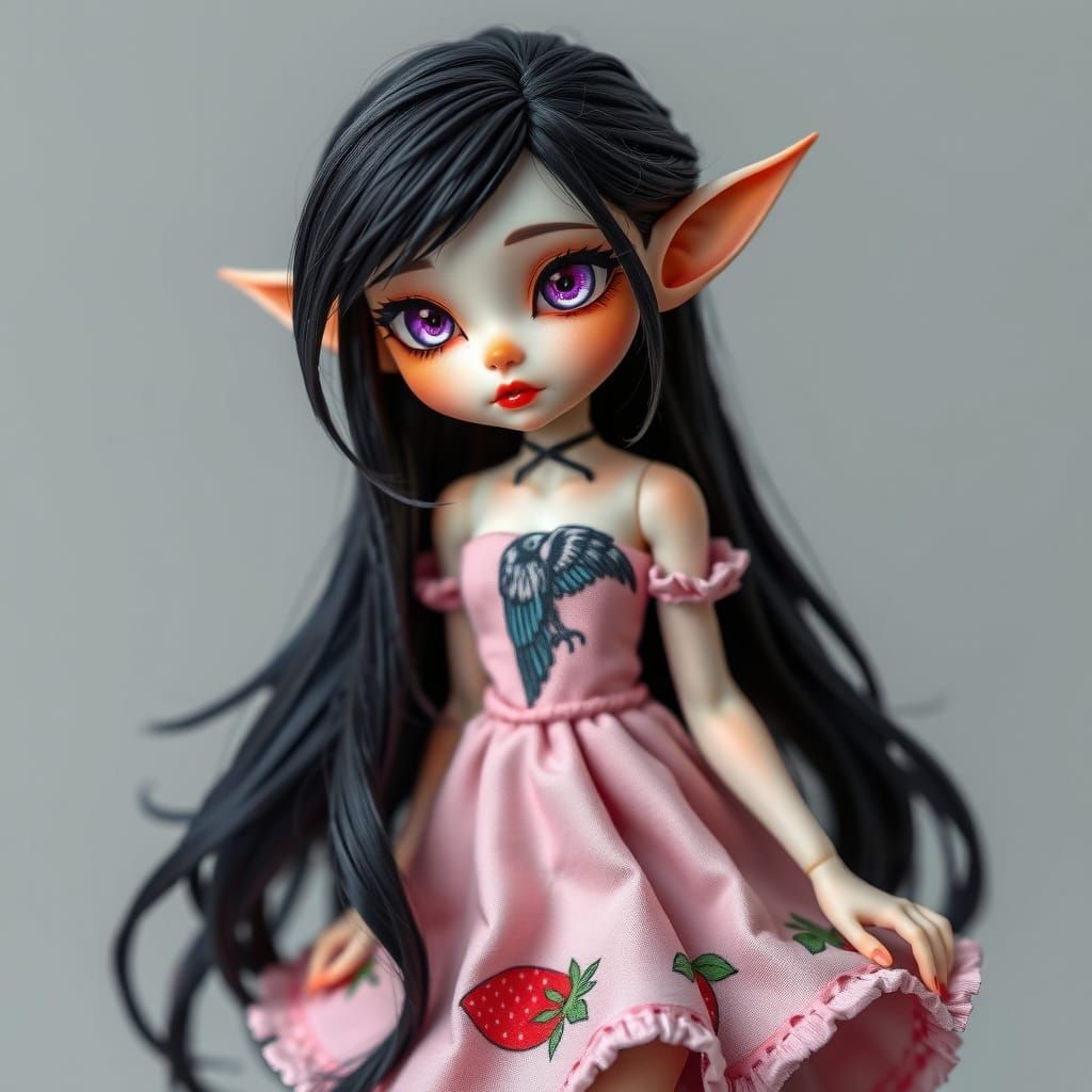 Ethereal Elf Maiden in Strawberry Shortcake-Inspired Gown