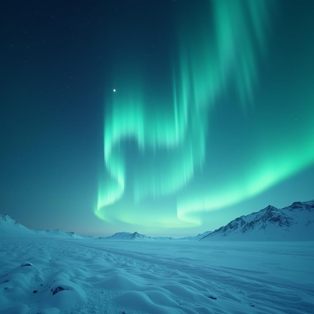 Aurora Over Vast Snow Plains: Matte Painting
