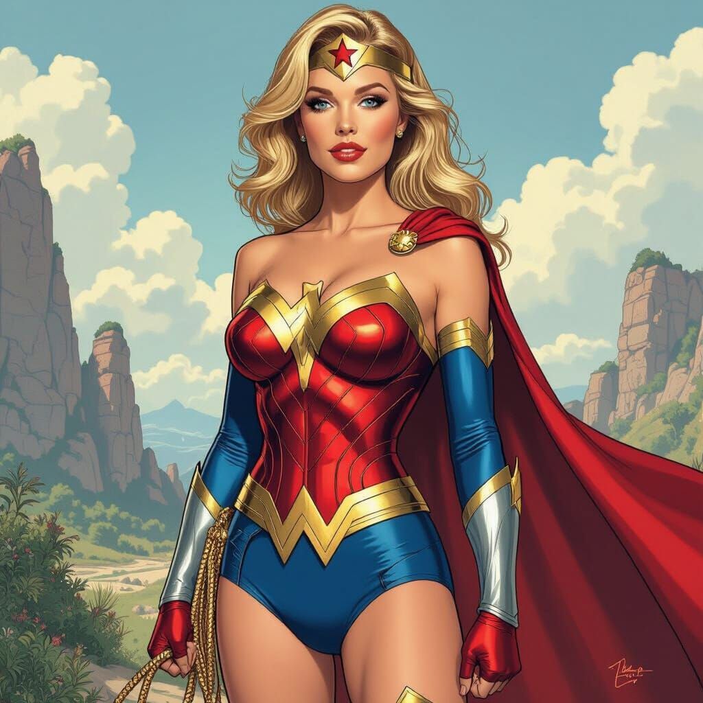 Wonder Woman in Comic Book Art Style