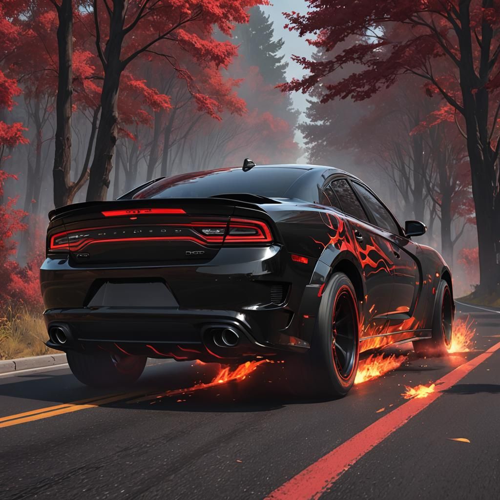 Reaper Car: Black Charger in Anime Style