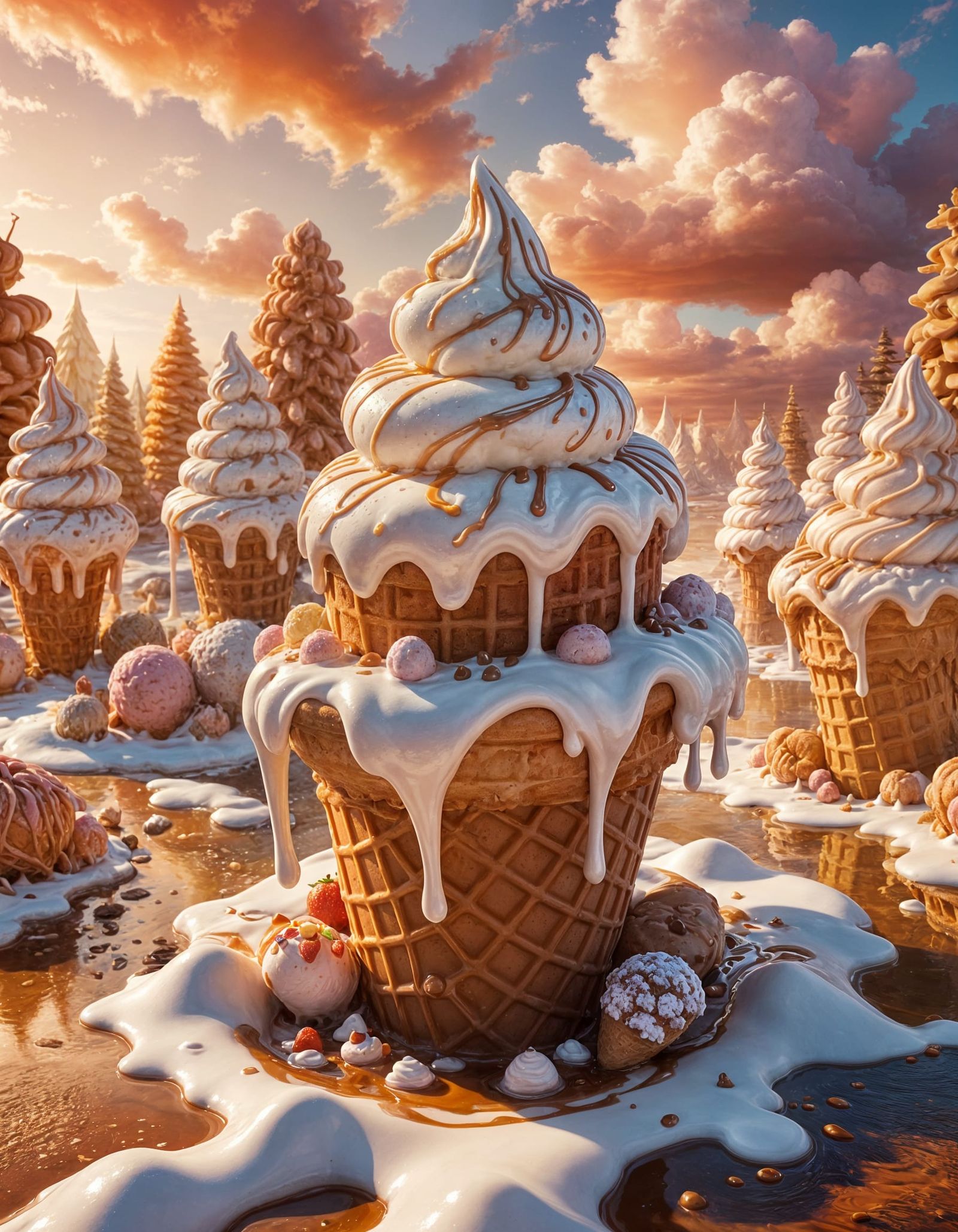 Ice Cream Wonderland: Photorealistic Digital Art