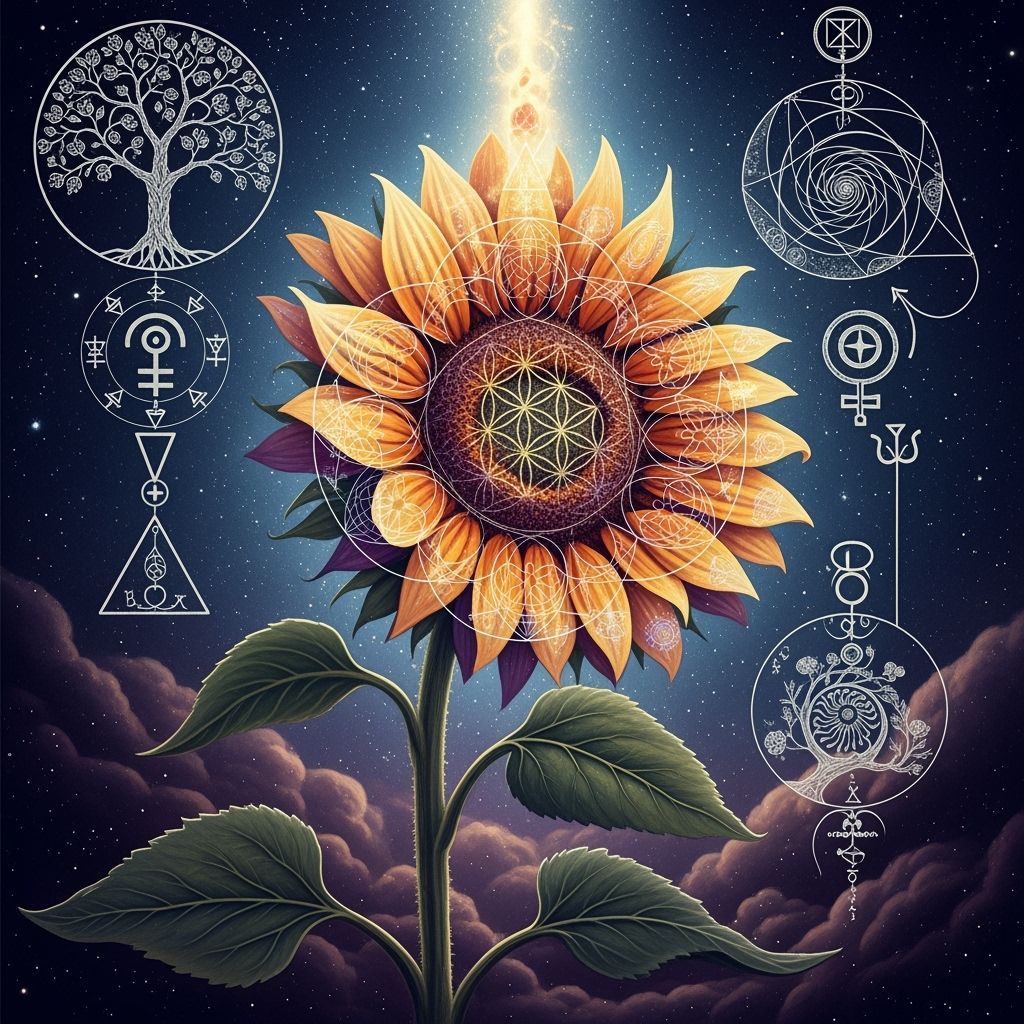 Sacred Geometry Sunflower Reaching for Celestial Heaven