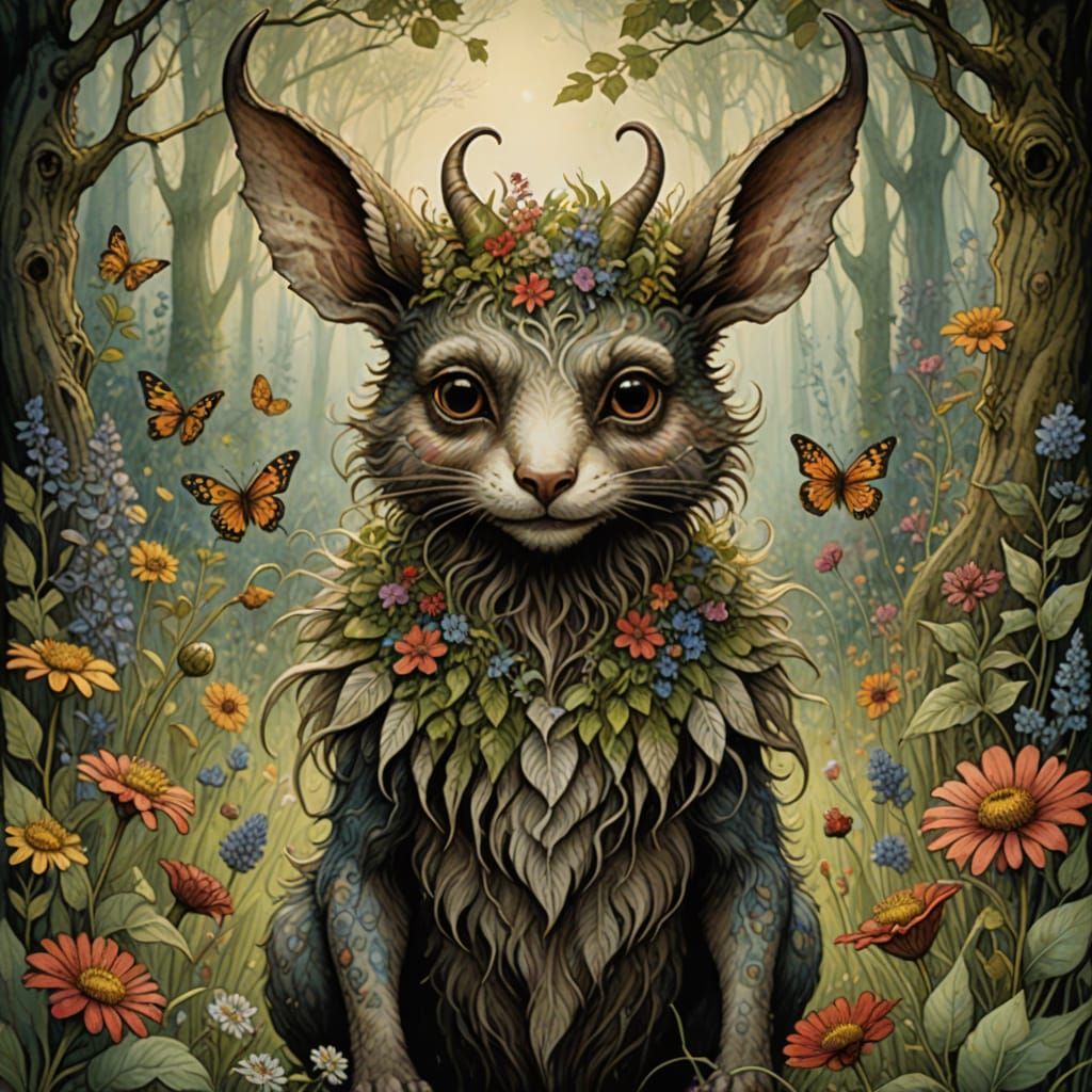 Enchanted Woodland Faerie Portrait in Whimsical Style