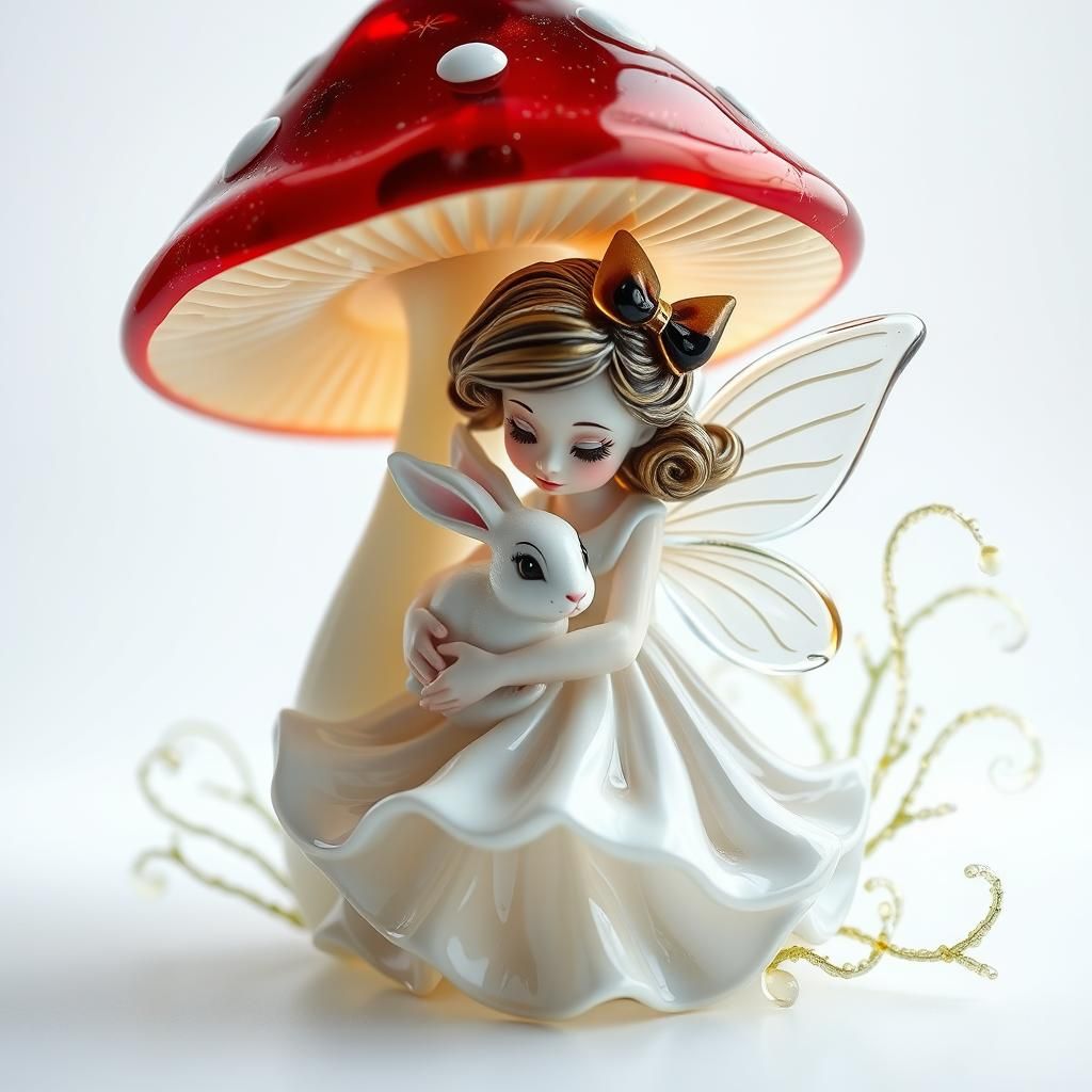 a beautiful detailed glass figurine  of a beautiful fairy wi...