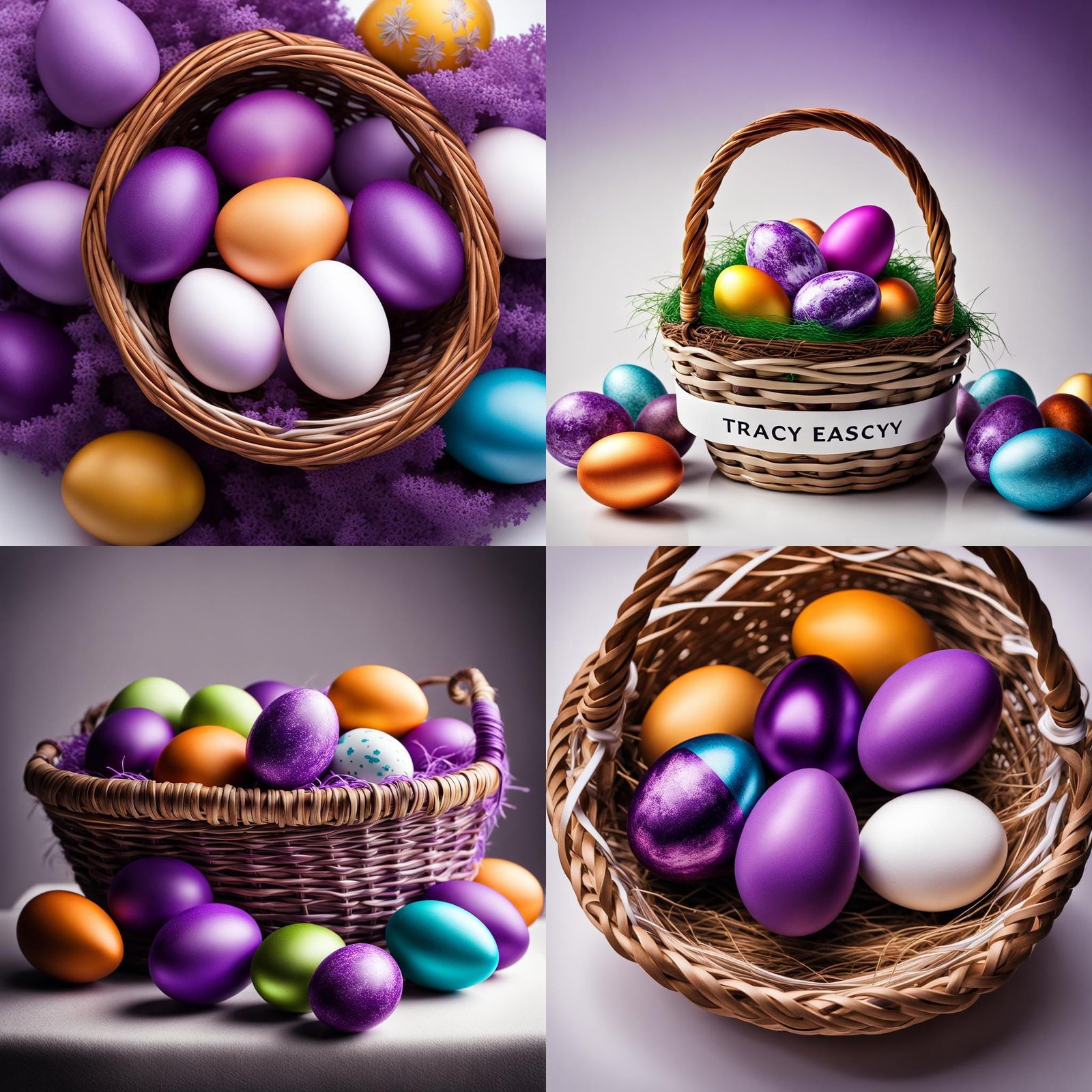 Vibrant Easter Basket with Colorful Eggs and Banner