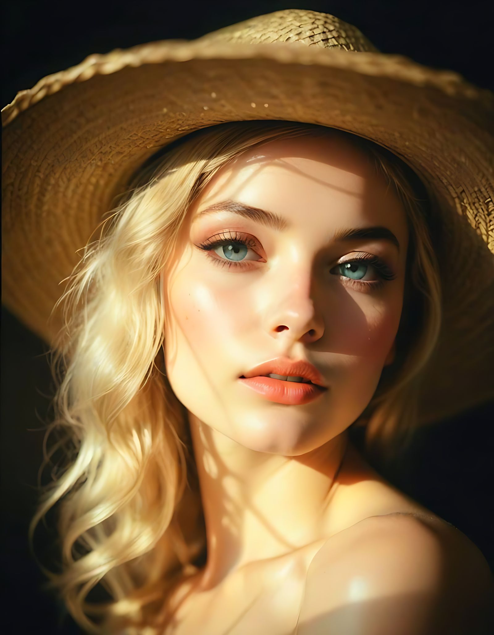 Dreamy Portrait with Straw Hat in Pinhole Photography