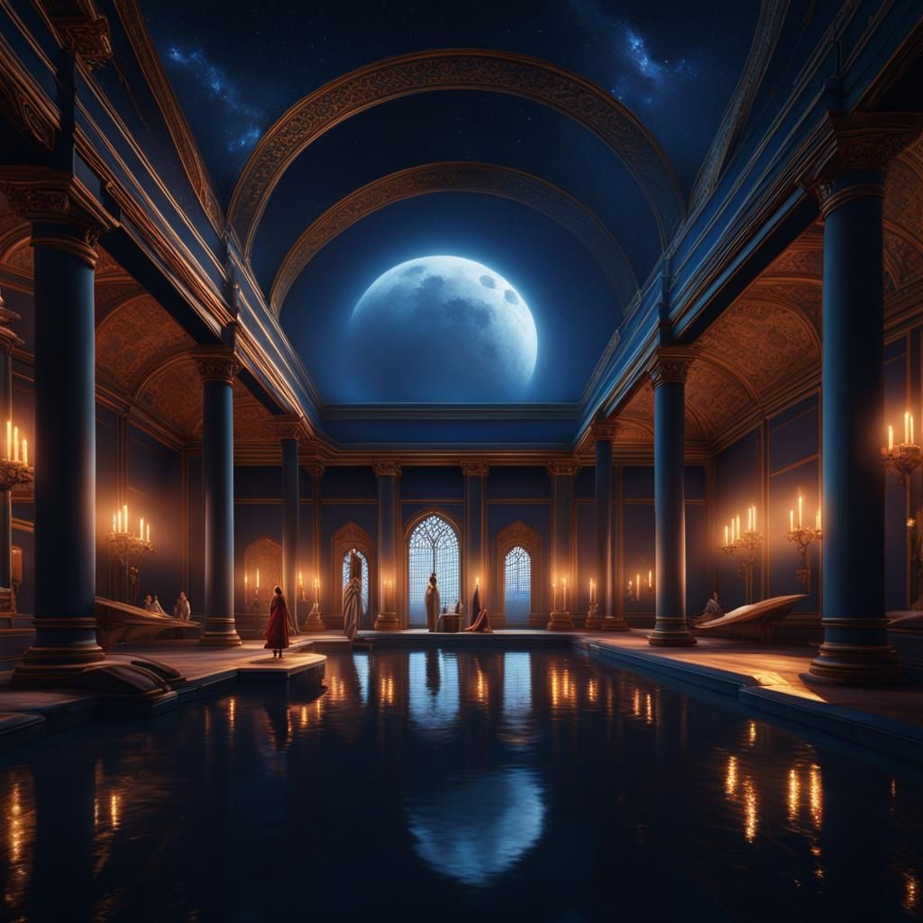 Bath House Interior with Gothic Renaissance Elements