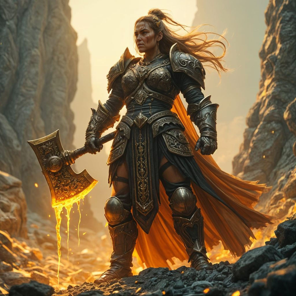 Fierce Dwarven Warrior on Mountain of Treasure