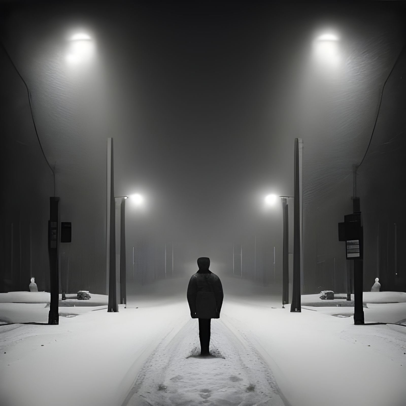 Snowy Winter Night Street Scene Photography