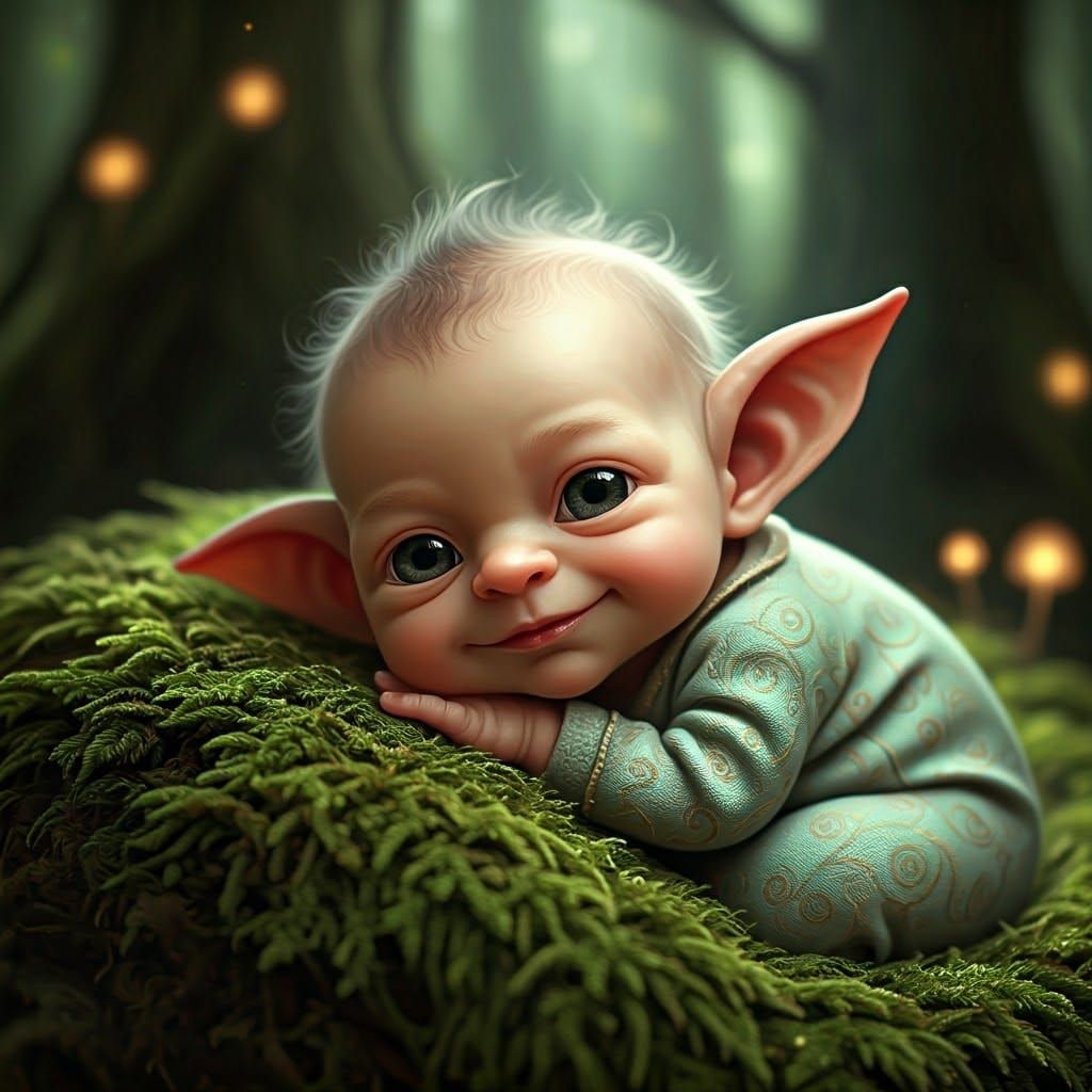 Enchanted Baby Goblin in Fantasy Forest