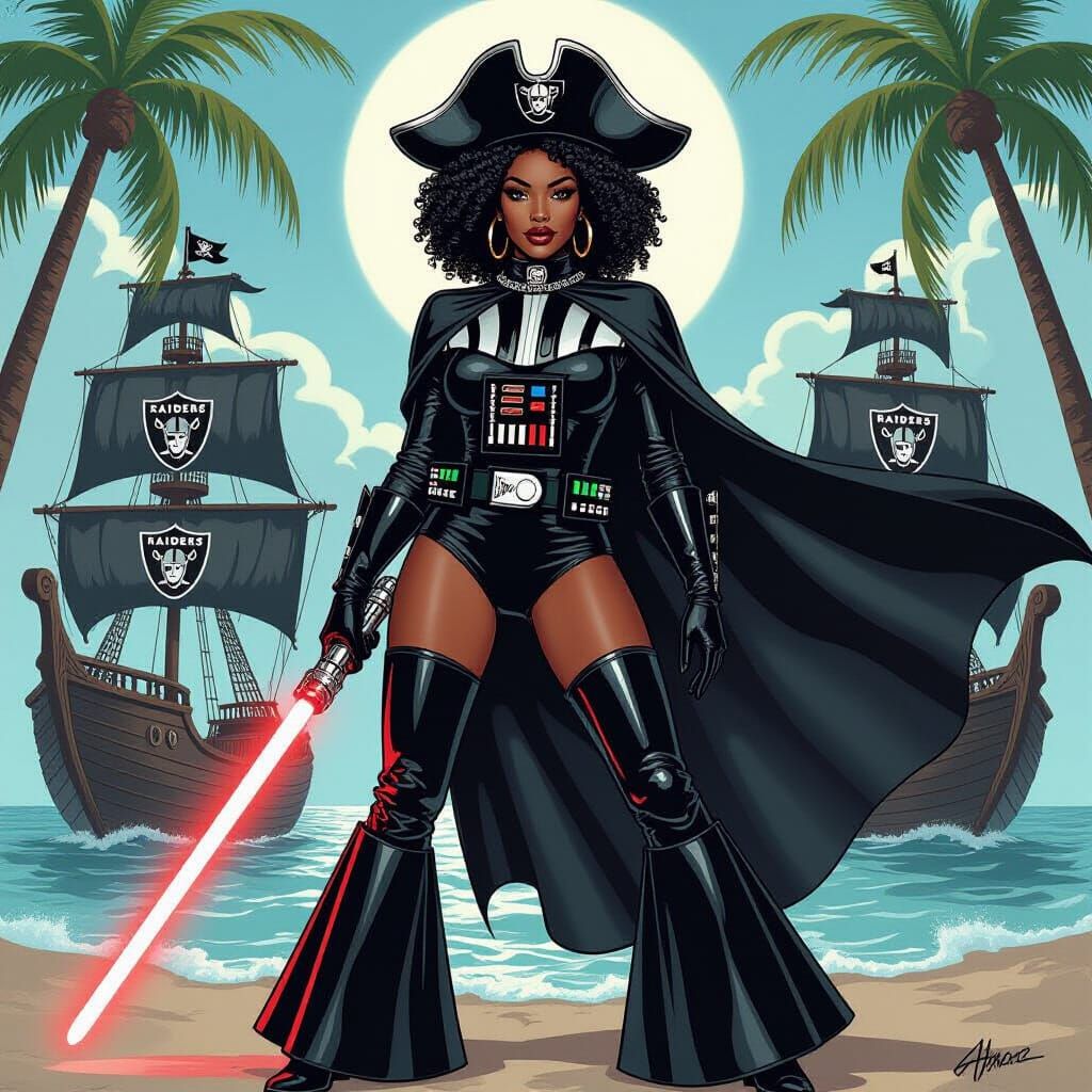 Darth Vader Raiders Fan in Comic Book Style