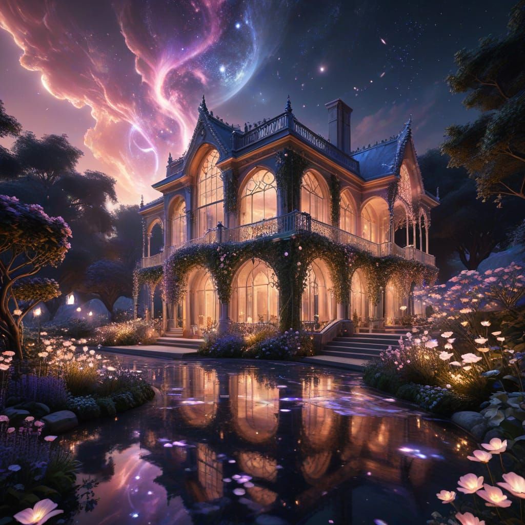 Celestial Crystal House in Ethereal Garden