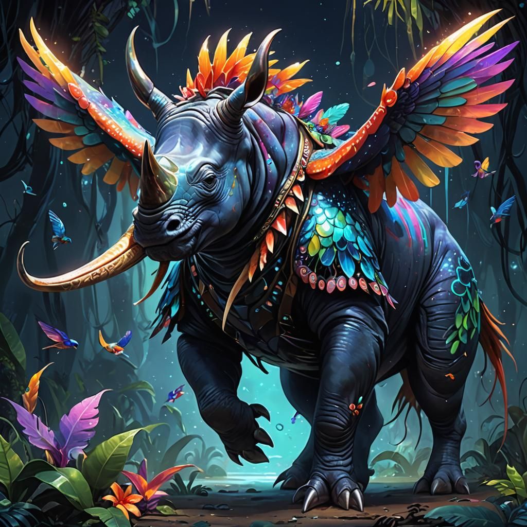 Rhino-Octopus-Toucan Hybrid: Fantasy Concept Art