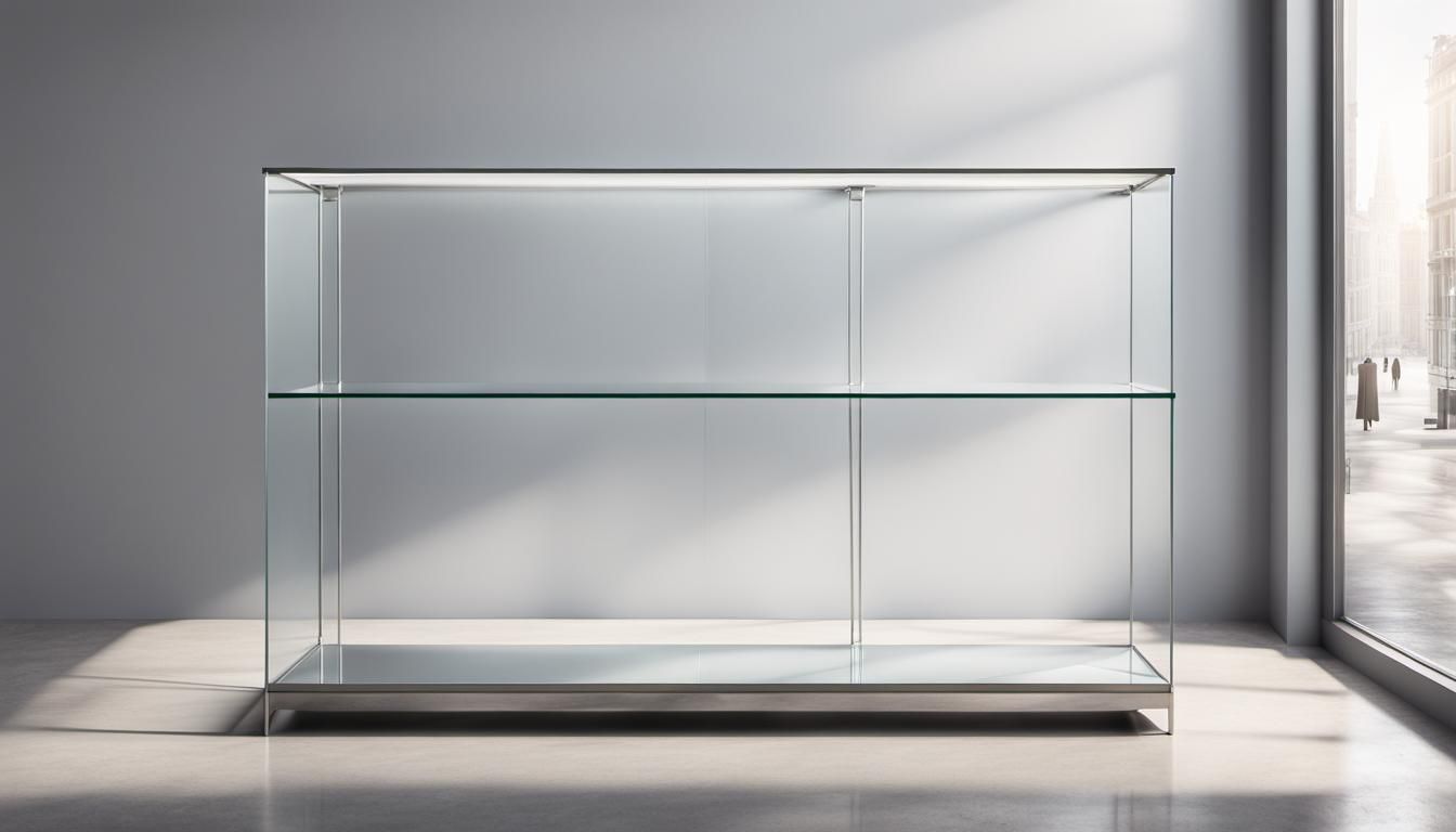 Empty Glass Shelf in Abandoned Shop: Digital Art