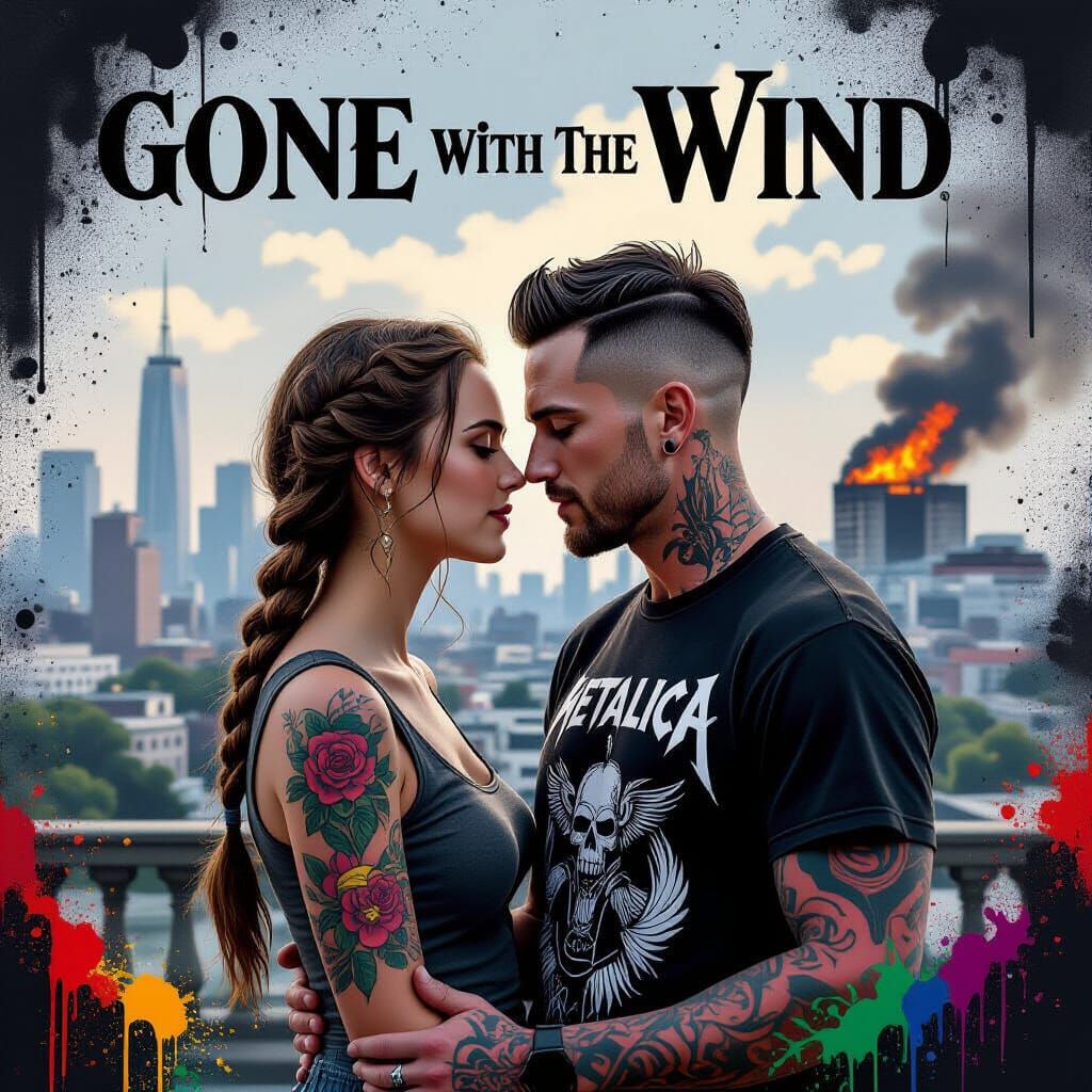 Modern "Gone With The Wind" Poster with Cityscape