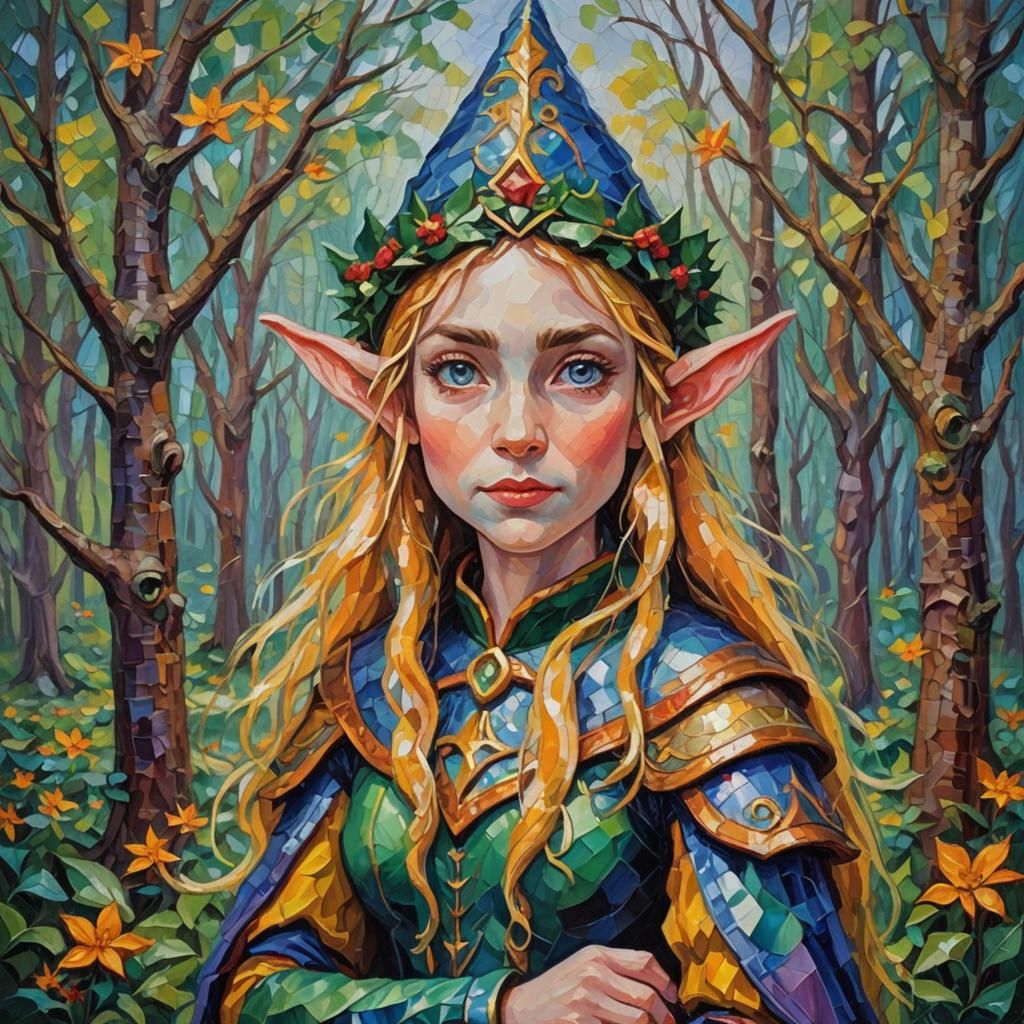 Dwarf Queen Reigns in Elf Land: Expressionist Painting