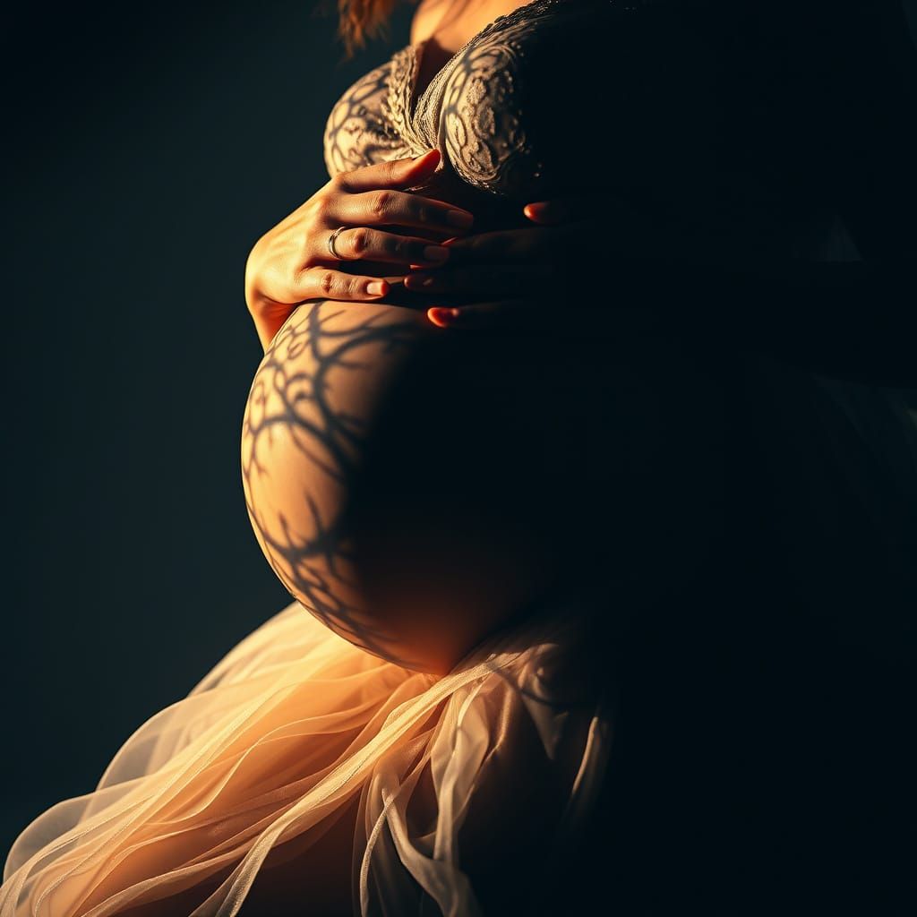 Ethereal Pregnant Goddess in Majestic Digital Art