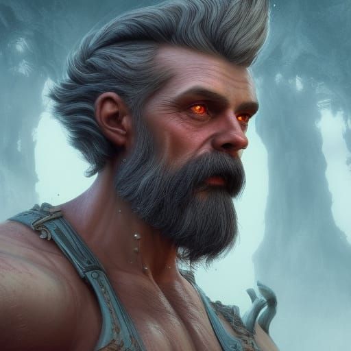 Muscular Bearded Man: Fantasy Concept Art