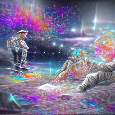 Holographic Cosmic Illustration in Pablo Amaringo Style