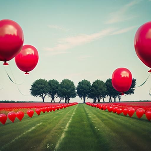 99 Red Balloons Floating Upwards