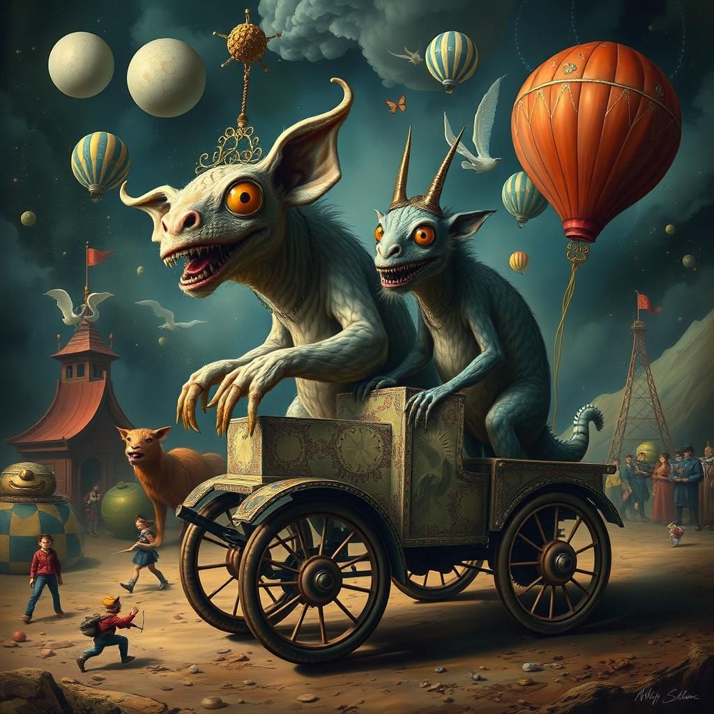 Surreal Cubist Circus Animals: Digital Matte Painting
