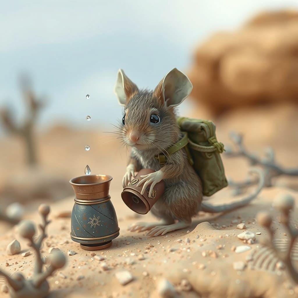 Whimsical Desert Mouse in Steampunk Style