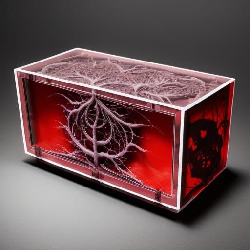 Surreal Glass Worm in Ribcage: Horror Abstract Expressionism