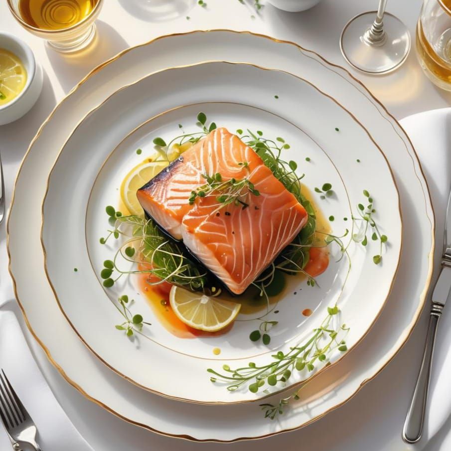 Gourmet Salmon Dish at Restaurant