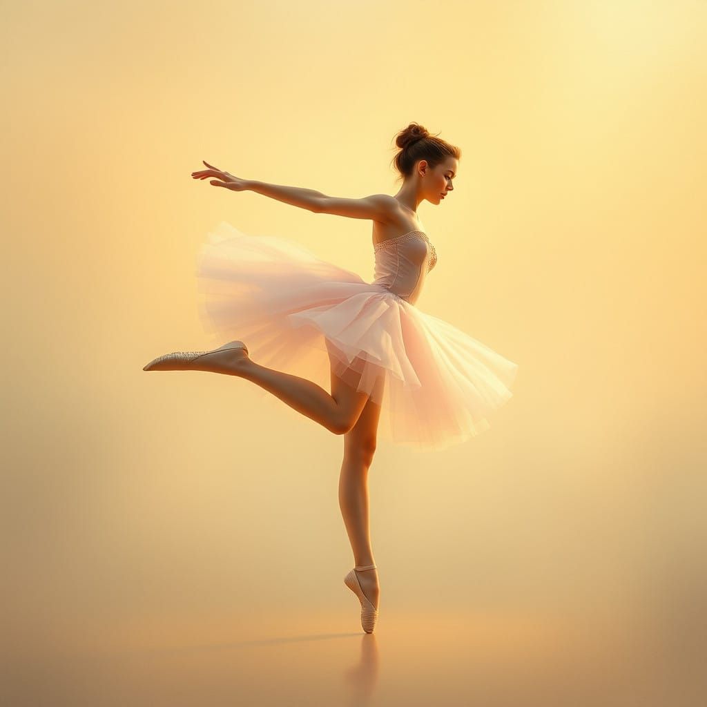 Delicate Ballerina in Impressionistic Art Nouveau Style