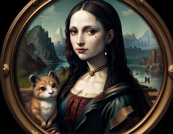 Harley Quinn as Mona Lisa in Storybook Style
