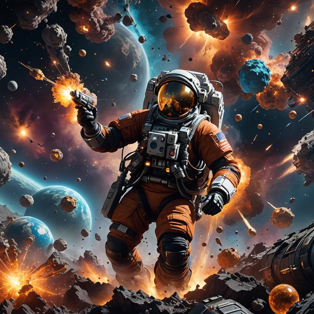 Science Teacher's Explosive Space Experiment: Digital Art