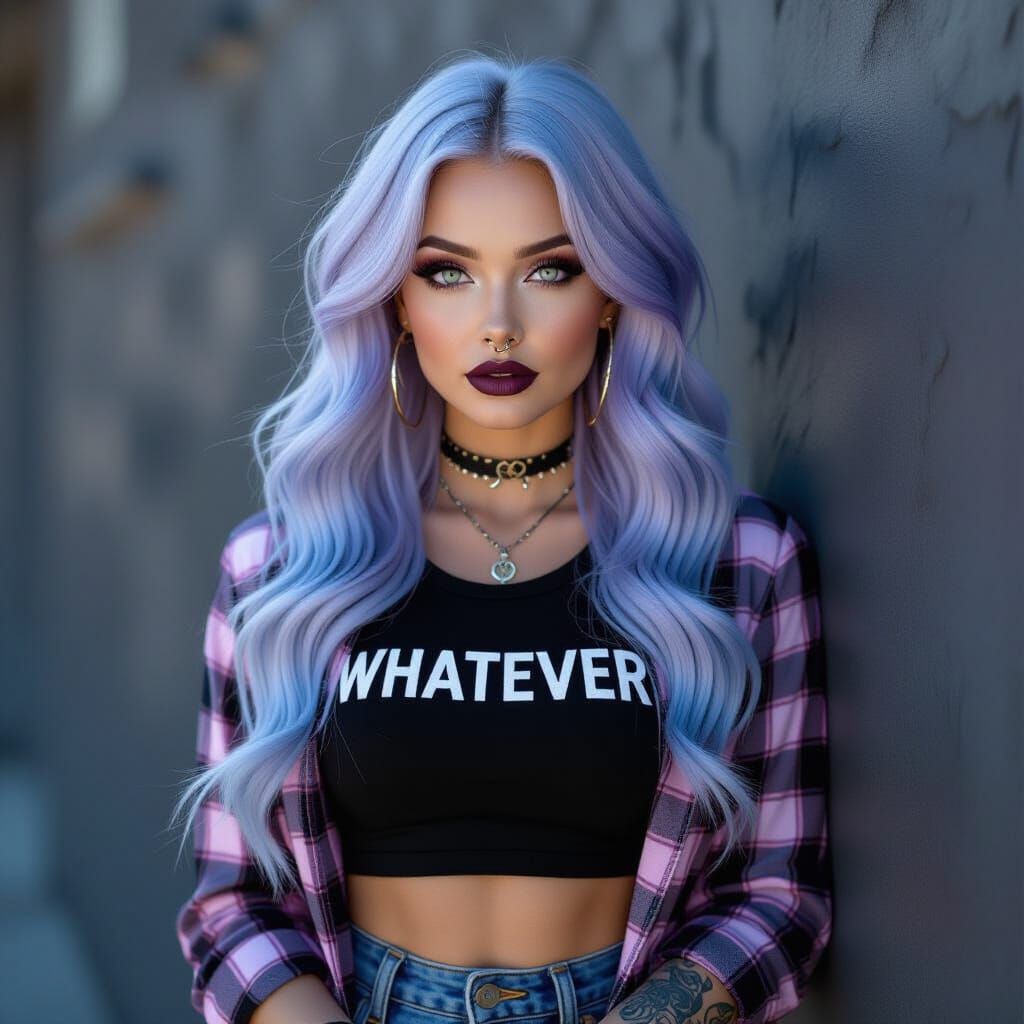 Gothic Woman with Baby Blue Hair