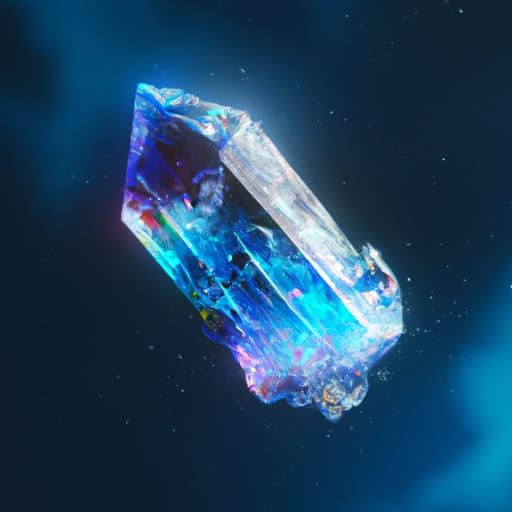 Floating Crystal in Outer Space, Detailed 3D Render