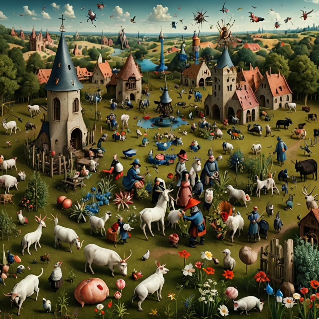 Farm Life in a Bosch-Inspired Fantasy Art Style