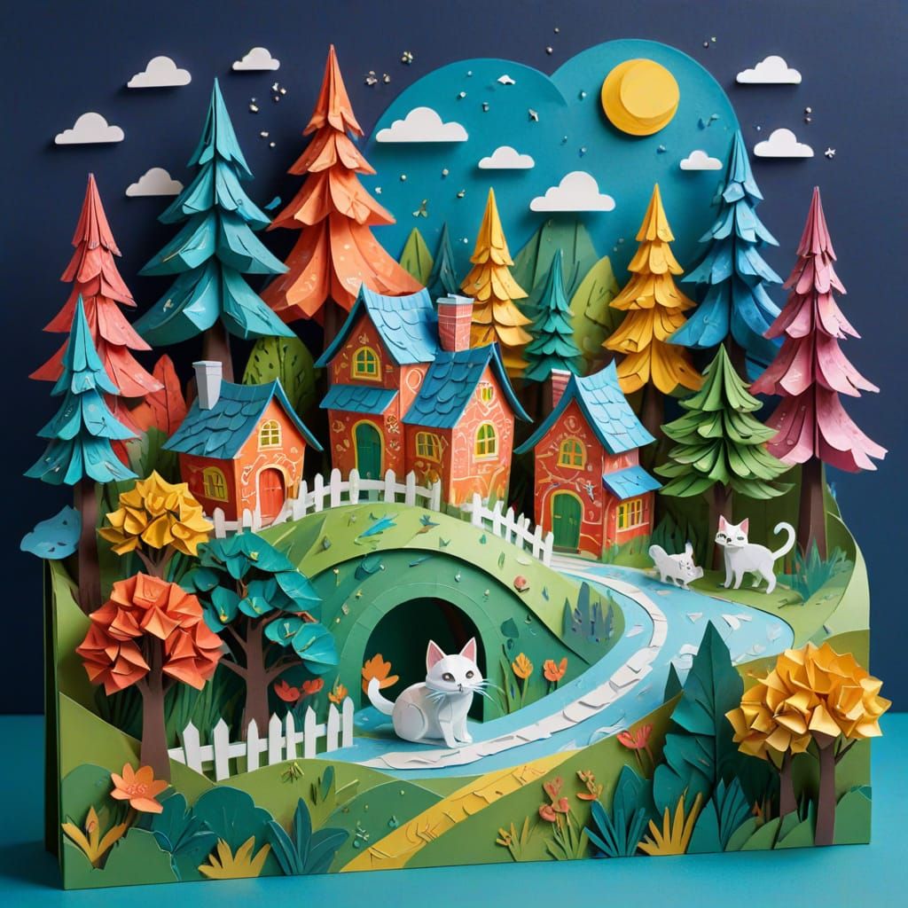 Whimsical Pop-Up Book Village in Cozy Valley