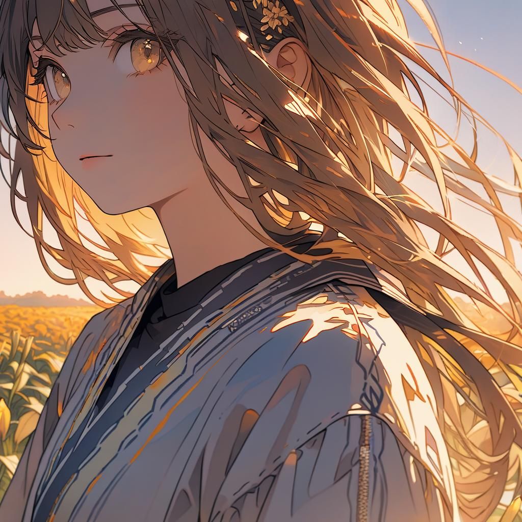 Girl with Lily Hair at Golden Hour