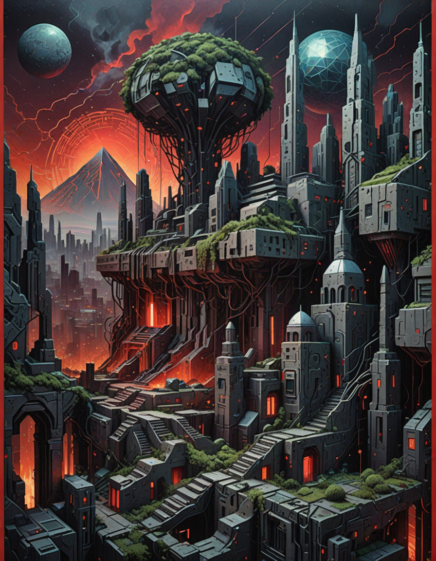 Cyberpunk Ruins Reborn as Verdant Oases, where Ancient Wonde...