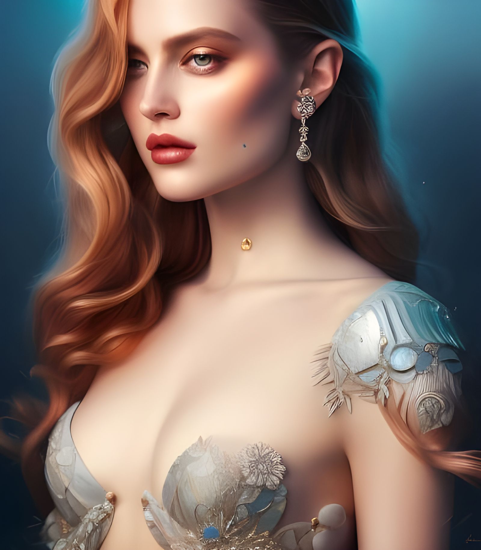 Selfie Portrait of Gorgeous Woman in Hyperdetailed Style