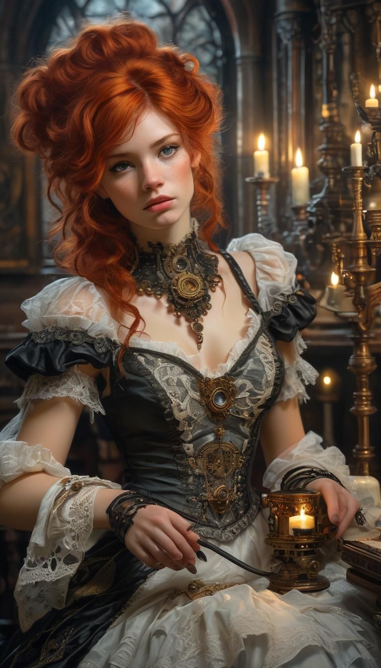 Steampunk Fairy with Clockwork Wings: Impressionist Oil Pain...