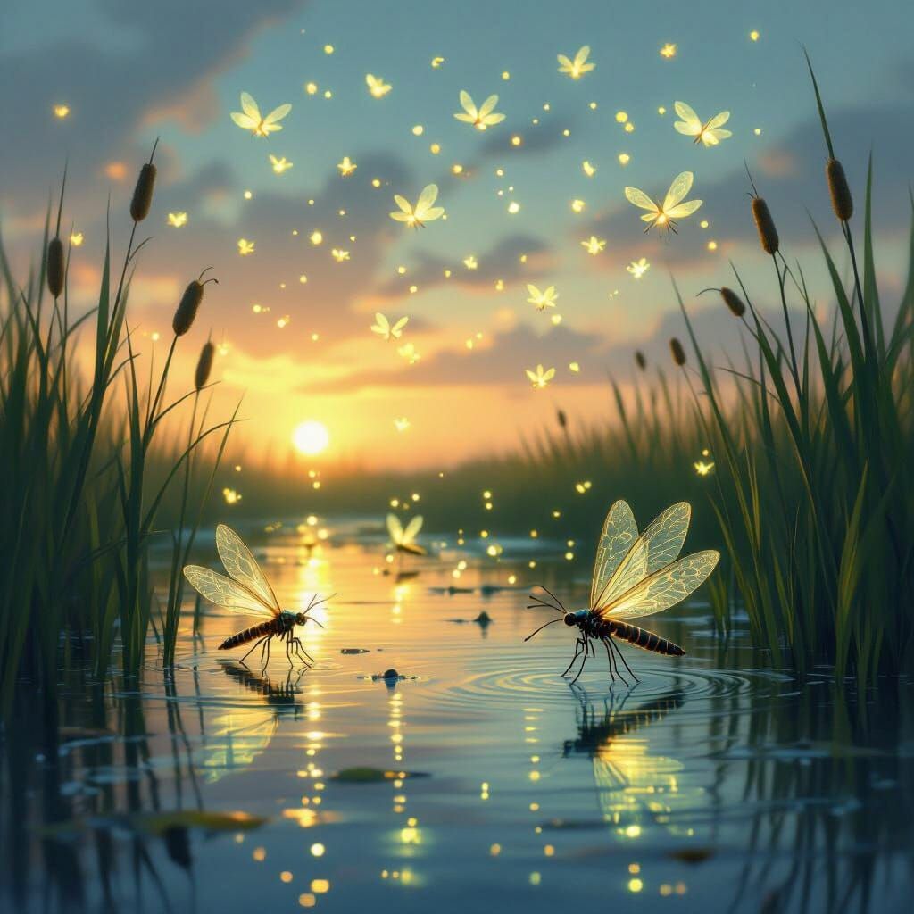 Marshland Glowflies in Dark Fantasy Style