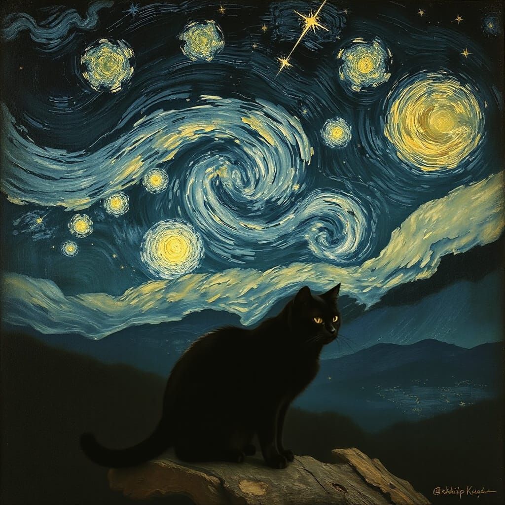 Midnight Whispers in a Starry Night Sky