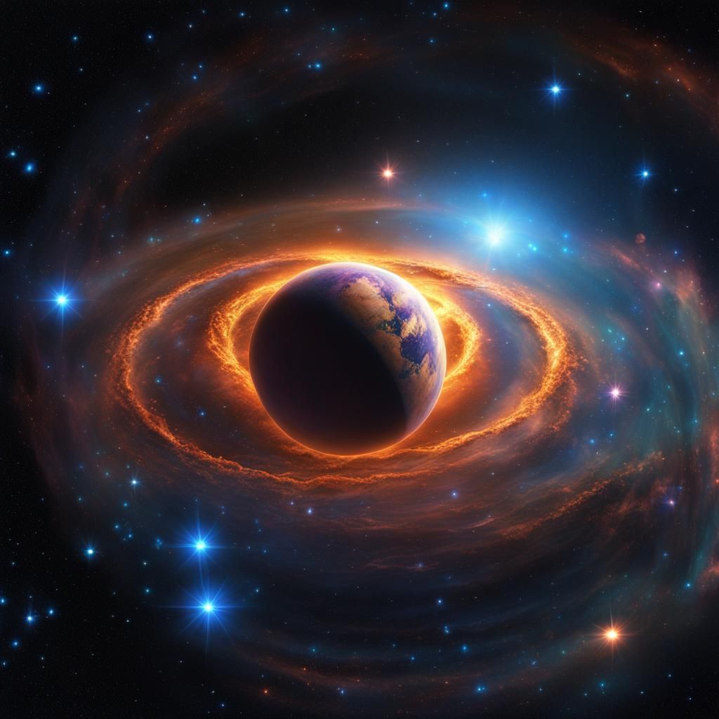 Planet Erra in Pleiades Star Cluster: Detailed Matte Paintin...