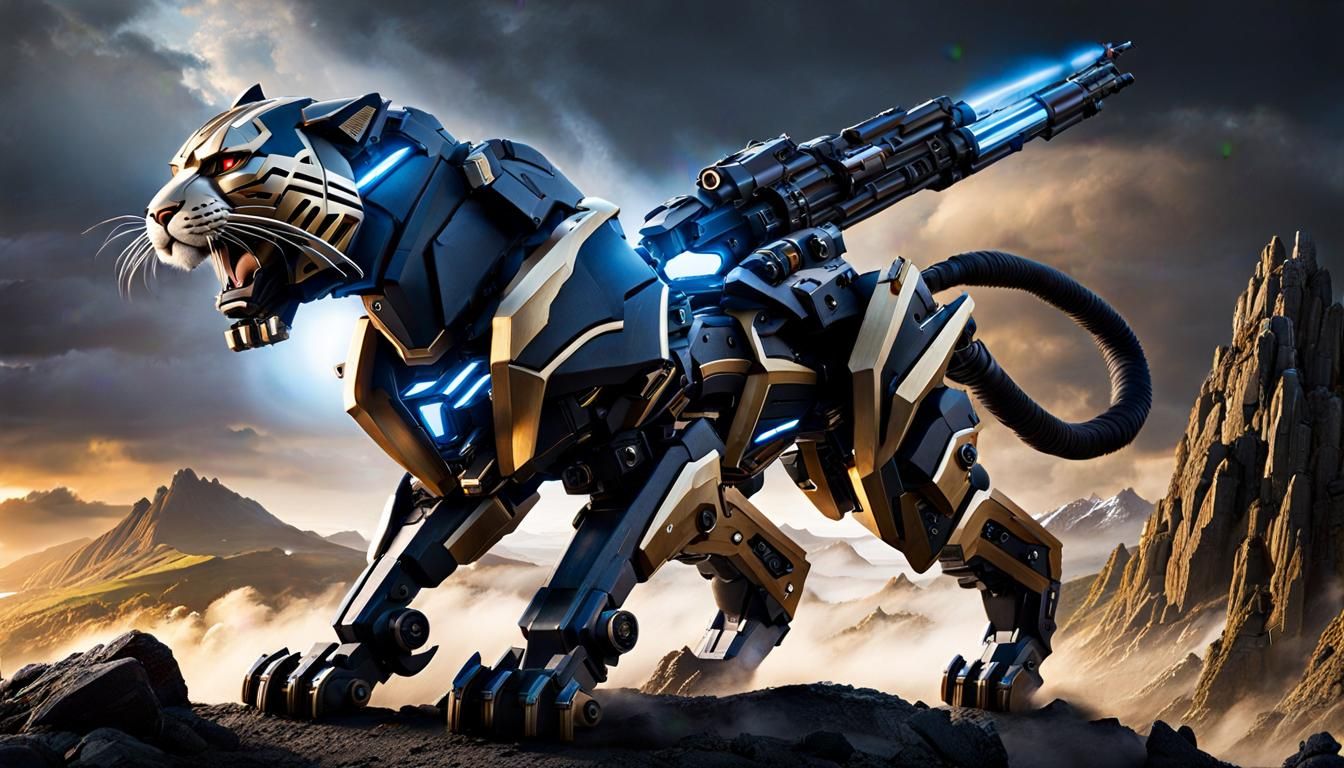 Cyberpunk Mechanical Displacer Beast Prowling City Streets