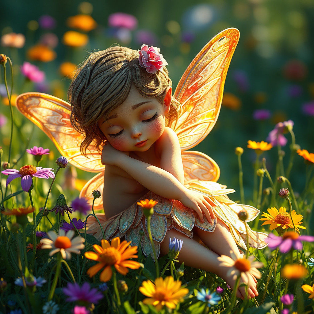 Enchanted Pixie in a Whimsical Wildflower Meadow